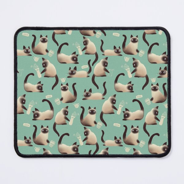 Bad Siamese Cats Knocking Stuff Over Mouse Pad