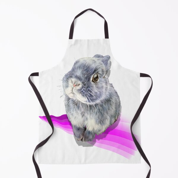 Item preview, Beautiful blue netherland dwarf bunny on a digital pink rainbow wave designed and sold by Studio Fluffle.