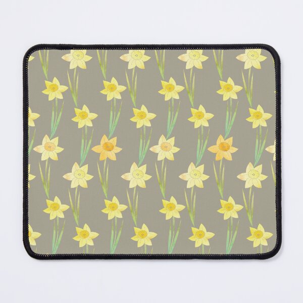 Item preview, Yellow Watercolour Stemmed Daffodil Pattern on Khaki  designed and sold by tanyadraws.