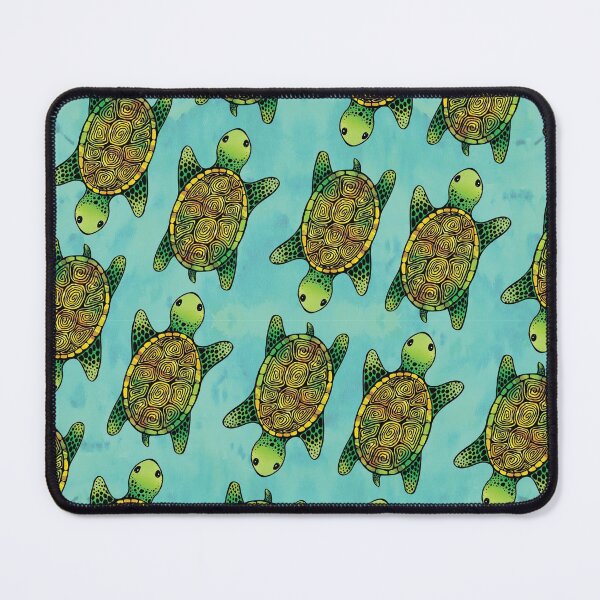 Item preview, Green Watercolour Ink Drawn Turtle Pattern designed and sold by tanyadraws.