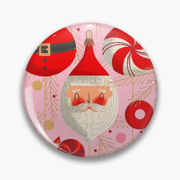 Item preview, Santa and Ornaments ~ on pink designed and sold by RetroRudolphs.