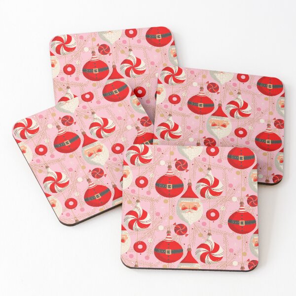 Item preview, Santa and Ornaments ~ on pink designed and sold by RetroRudolphs.