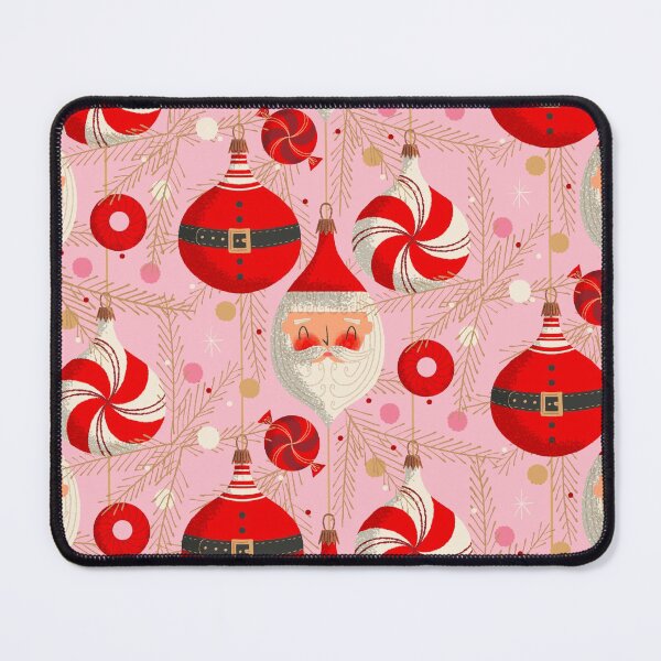 Item preview, Santa and Ornaments ~ on pink designed and sold by RetroRudolphs.