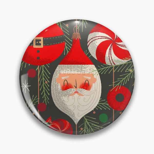Item preview, Santa and Ornaments ~ on charcoal designed and sold by RetroRudolphs.
