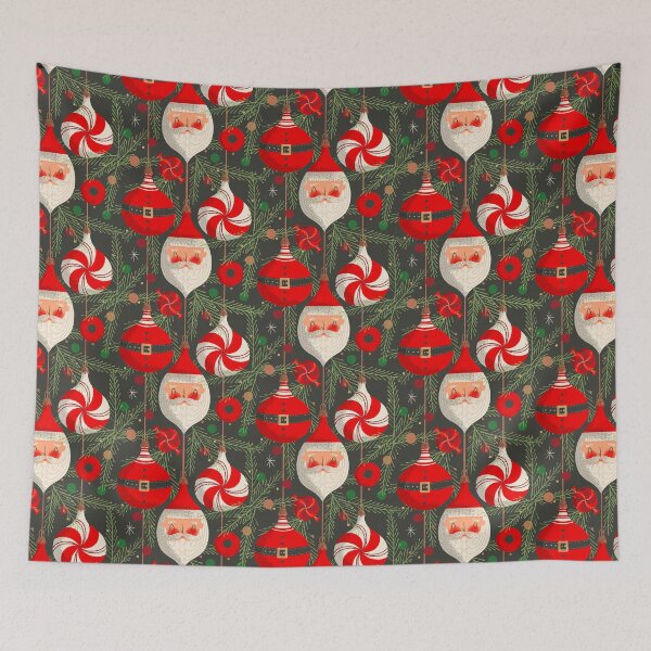 Item preview, Santa and Ornaments ~ on charcoal designed and sold by RetroRudolphs.