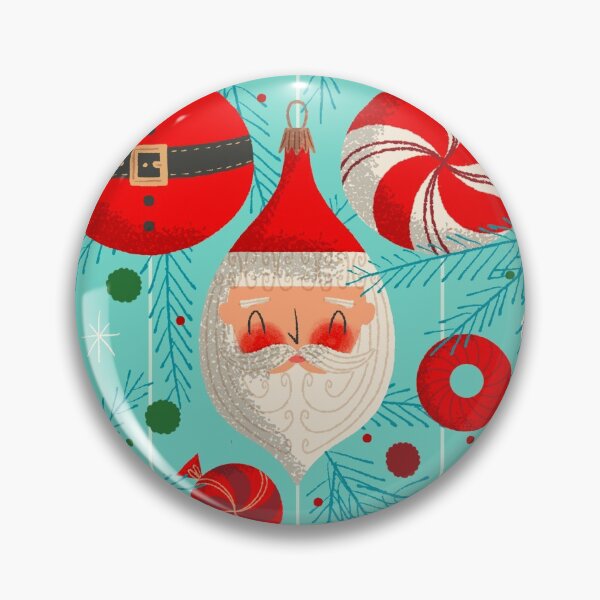 Item preview, Santa and Ornaments ~ on blue designed and sold by RetroRudolphs.