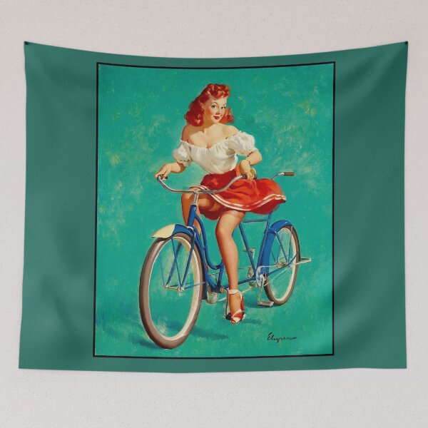 Item preview, BICYCLE RIDING PINUP : Vintage Elvgren Rare Cycling Print designed and sold by posterbobs.