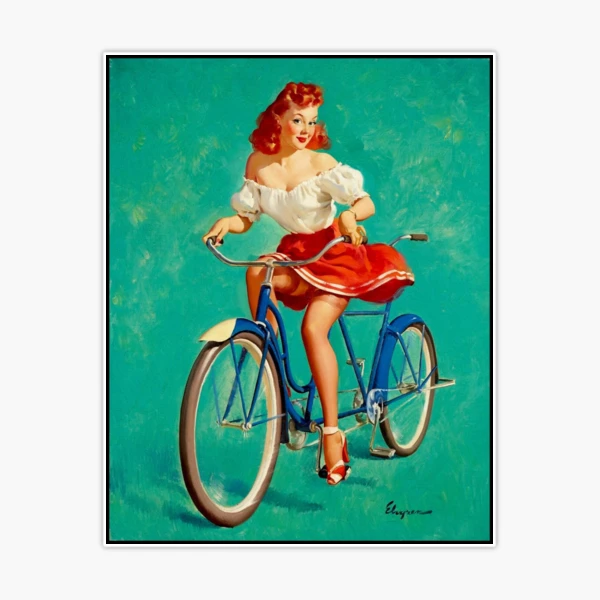 BICYCLE RIDING PINUP : Vintage Elvgren Rare Cycling Print