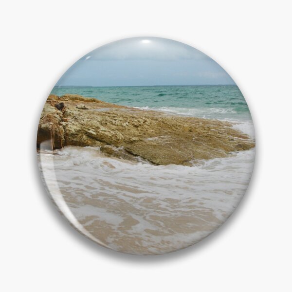 Item preview, Straddie, Stradbroke Island rocks and sandy beach with clouds approaching designed and sold by Ransyn Art.