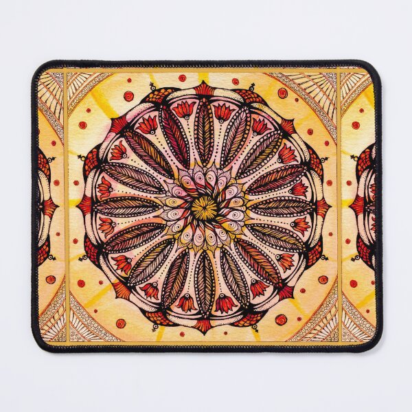 Item preview, Orange mandala.Hand draw  ink and pen, Watercolor, on textured paper designed and sold by MandalaFlowerArt.