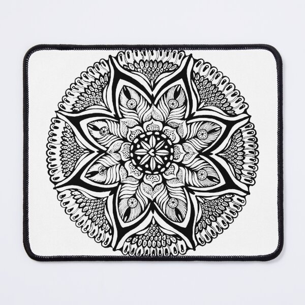 Item preview, Black and White MANDALA. Hand draw  ink and pen on textured paper designed and sold by MandalaFlowerArt.