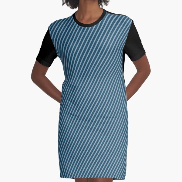 Blue diagonal lines Graphic T-Shirt Dress