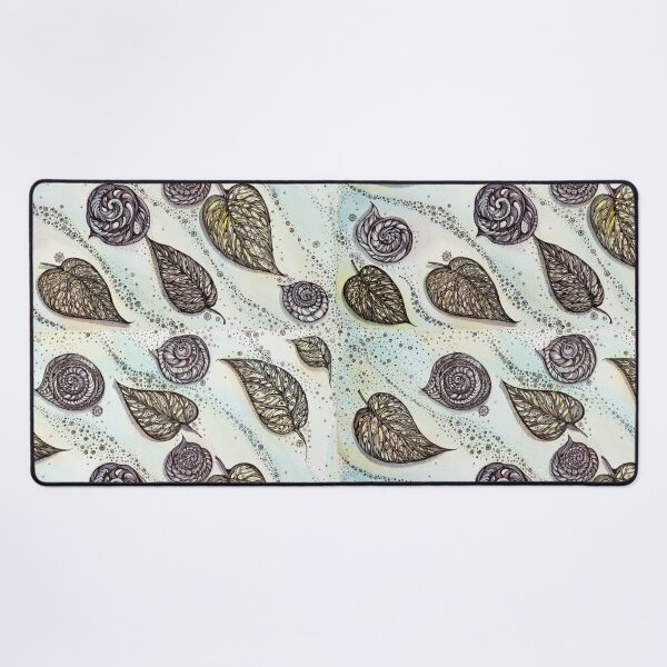 Item preview, Winter Snails and Leaf.  Hand draw  ink and pen, Watercolor, on textured paper designed and sold by MandalaFlowerArt.
