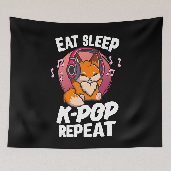 Item preview, Eat Sleep KPop Repeat Kawaii Fox Korean K-Pop Merchandise designed and sold by 14thFloor.