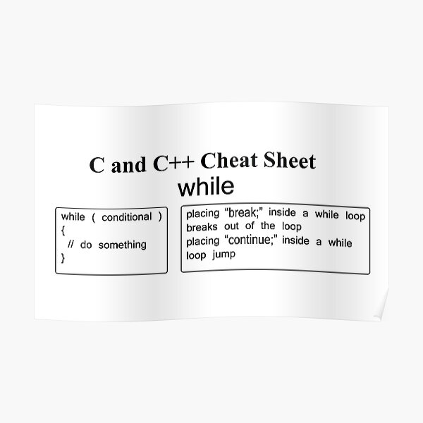 C and C++ Cheat Sheet: While Poster