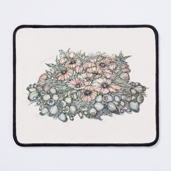 Item preview, Poppies.Hand draw  ink and pen, Watercolor, on textured paper designed and sold by MandalaFlowerArt.