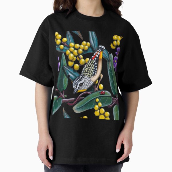 Happy Wandering Pardalote by Australian artist Laural Retz Oversized T-Shirt