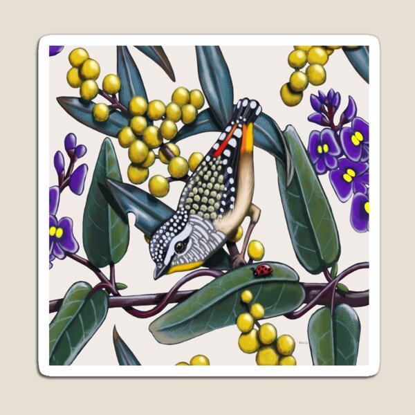 Happy Wandering Pardalote by Australian artist Laural Retz Magnet