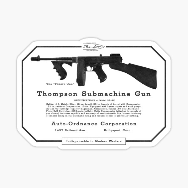 Tommy Gun Stickers Redbubble - m1a1 thompson smg roblox