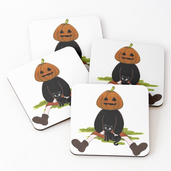 Item preview, Halloween pumpkin girl and cat designed and sold by pine-alliegator.