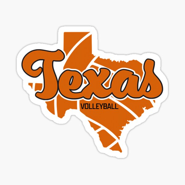"Texas Volleyball Retro Script Football" Sticker for Sale by