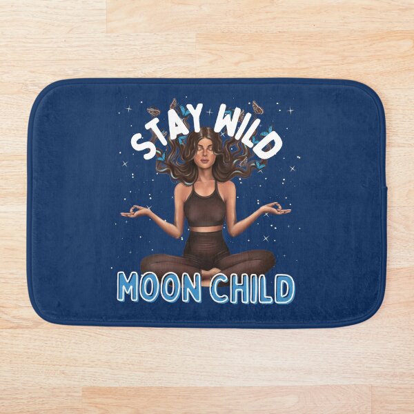 Item preview, Stay Wild Moon Child Celestial Illustration | Meditation | Blue Butterflies designed and sold by MiaDelelai.