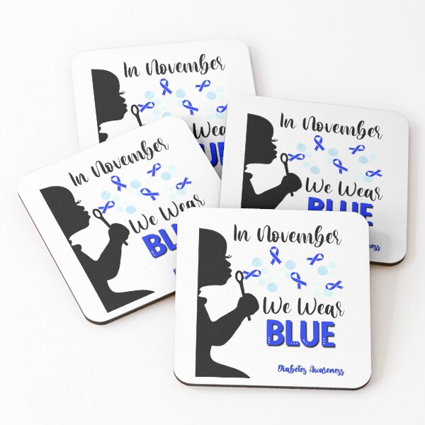 Item preview, Girl Blowing Blue Ribbons Bubbles - In November We Wear Blue/ Diabetes Awareness  designed and sold by FlorenciaBliss.