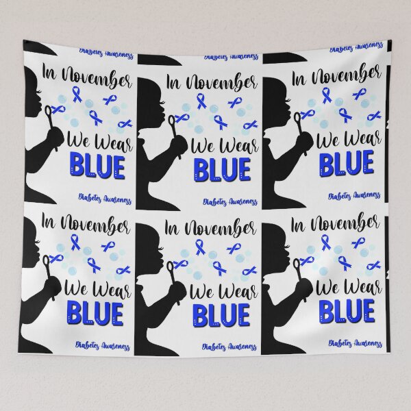 Item preview, Girl Blowing Blue Ribbons Bubbles - In November We Wear Blue/ Diabetes Awareness  designed and sold by FlorenciaBliss.