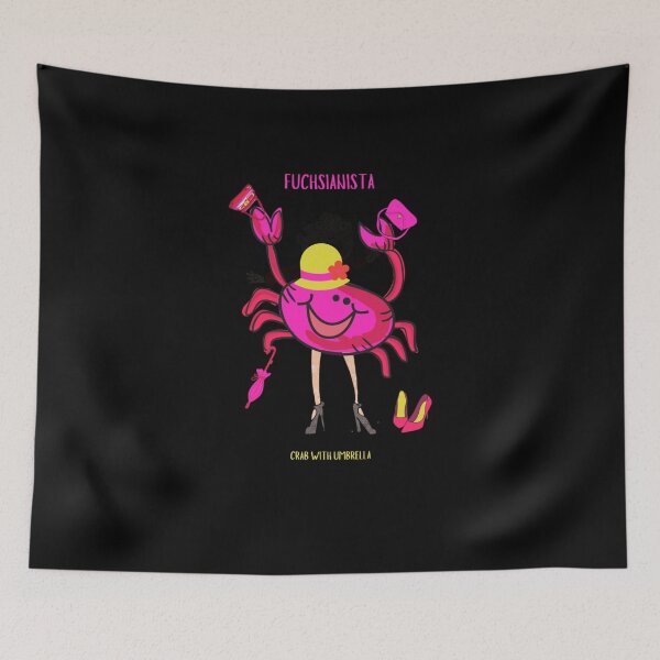 Item preview,  CUTE FUNNY CARTOON FUCHSIA  RED PINK FUCHSIANISTA “CRAB WITH UMBRELLA” (Tall Version for Select Products)  designed and sold by EllieMonroe.
