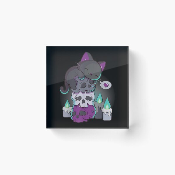 Item preview, Asexual Pride Cute Black Cat on Skulls Kawaii Goth Aesthetic designed and sold by TERRYCOXSHOP.