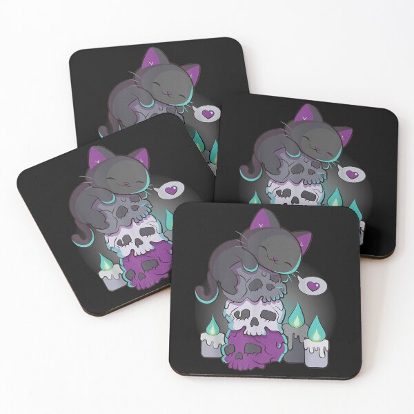 Item preview, Asexual Pride Cute Black Cat on Skulls Kawaii Goth Aesthetic designed and sold by TERRYCOXSHOP.