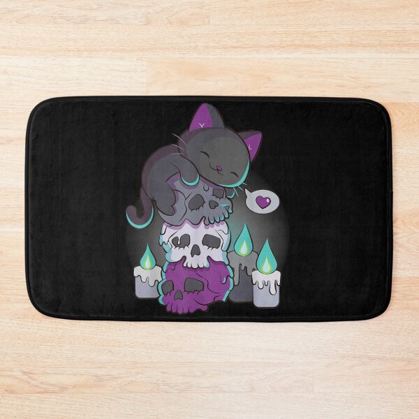 Item preview, Asexual Pride Cute Black Cat on Skulls Kawaii Goth Aesthetic designed and sold by TERRYCOXSHOP.