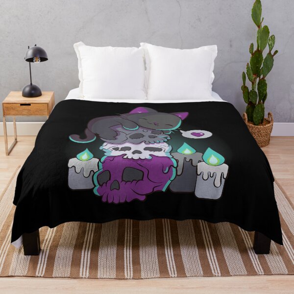 Item preview, Asexual Pride Cute Black Cat on Skulls Kawaii Goth Aesthetic designed and sold by TERRYCOXSHOP.