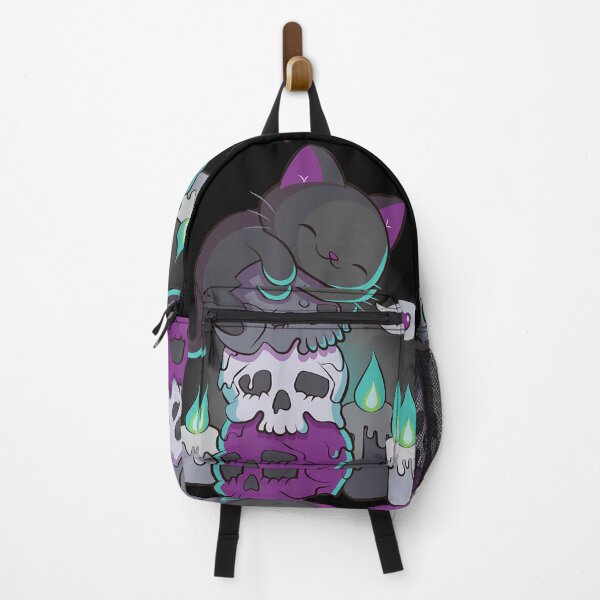 Item preview, Asexual Pride Cute Black Cat on Skulls Kawaii Goth Aesthetic designed and sold by TERRYCOXSHOP.
