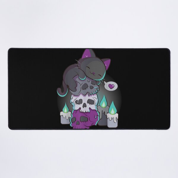 Item preview, Asexual Pride Cute Black Cat on Skulls Kawaii Goth Aesthetic designed and sold by TERRYCOXSHOP.