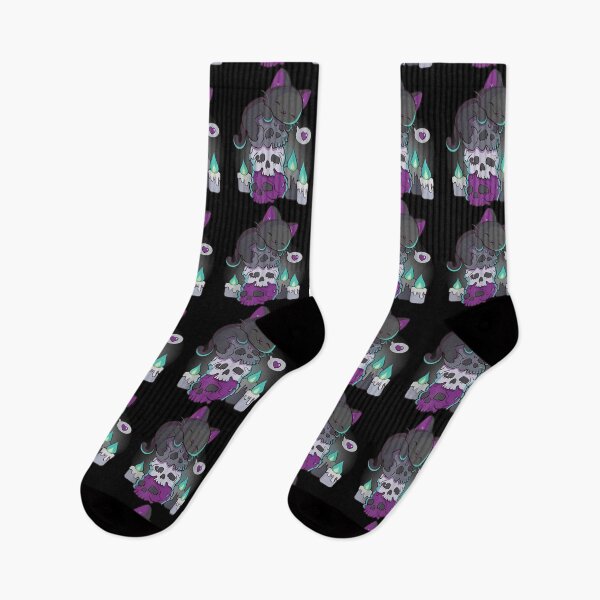Item preview, Asexual Pride Cute Black Cat on Skulls Kawaii Goth Aesthetic designed and sold by TERRYCOXSHOP.