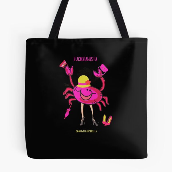 Item preview,  CUTE FUNNY CARTOON FUCHSIA  RED PINK FUCHSIANISTA “CRAB WITH UMBRELLA” (Tall Version for Select Products)  designed and sold by EllieMonroe.