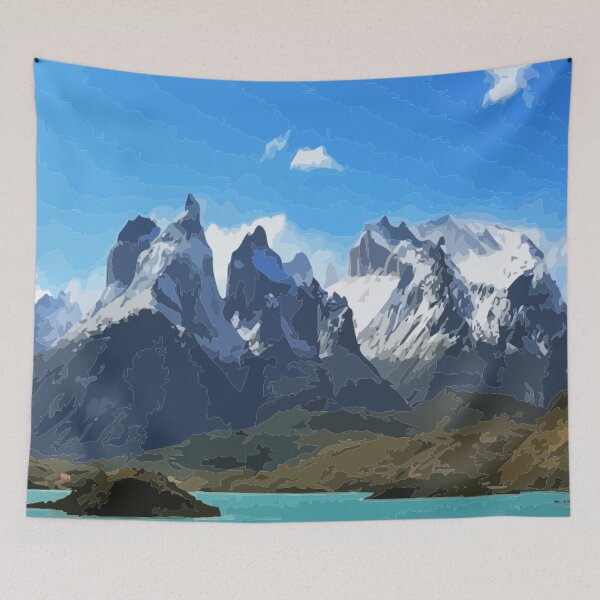 Item preview, W Trek Torres del Paine Hike Digital Painting designed and sold by Positive Lad.