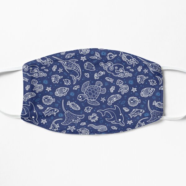 Aquatic Outline Pattern Flat Mask