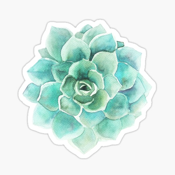 Blue-Green Succulent Watercolors Illustration Sticker