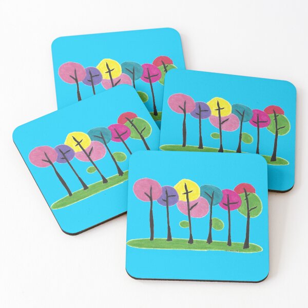 Item preview, Fluffy Trees Brightly Topped Simplistic Trunks designed and sold by AliCatOriginals.