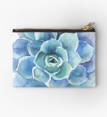 Watercolor blue tones succulent illustration Zipper Pouch