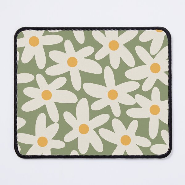 Item preview, Daisy Time Retro Flower Pattern Sage Green Beige Mustard designed and sold by kierkegaard.
