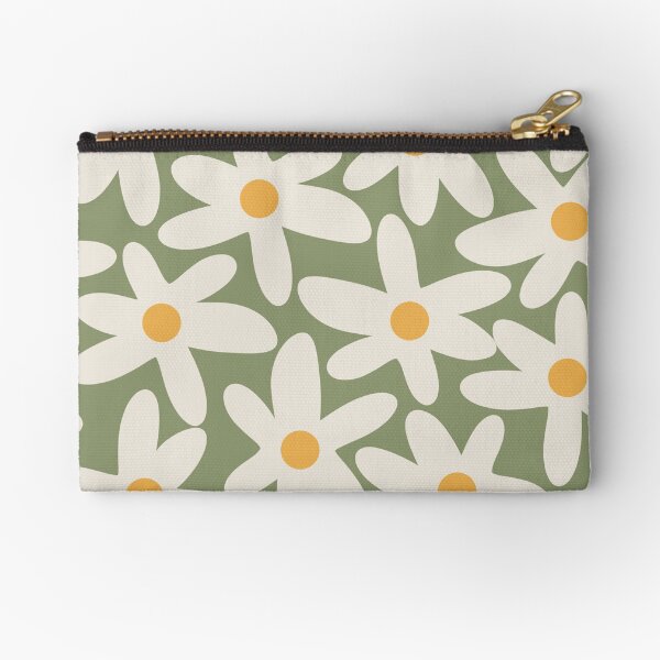 Item preview, Daisy Time Retro Flower Pattern Sage Green Beige Mustard designed and sold by kierkegaard.