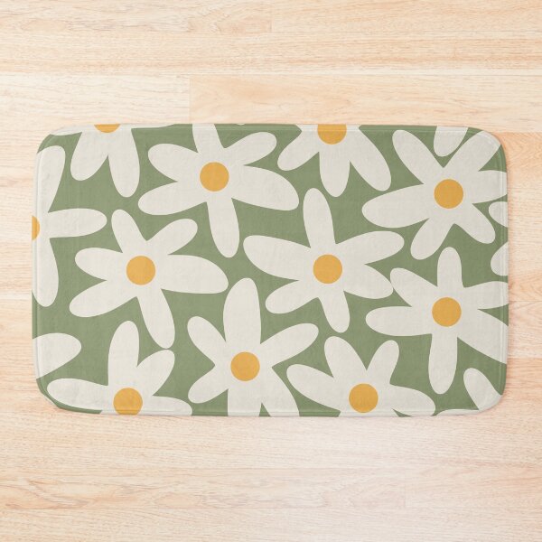 Item preview, Daisy Time Retro Flower Pattern Sage Green Beige Mustard designed and sold by kierkegaard.