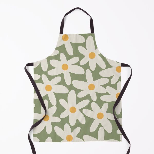 Item preview, Daisy Time Retro Flower Pattern Sage Green Beige Mustard designed and sold by kierkegaard.