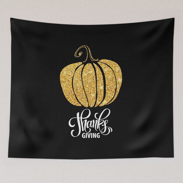 Item preview, golden glitter pumpkin happy thanksgiving day designed and sold by Anvin Peeter.