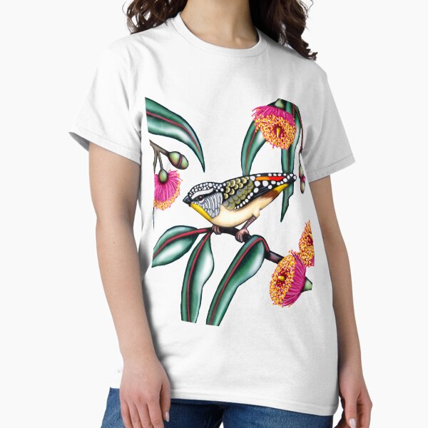Pardalote in Gum Flowers #2 by Australian artist Laural Retz Classic T-Shirt