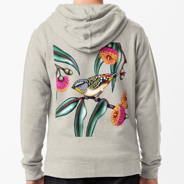 Pardalote in Gum Flowers #2 by Australian artist Laural Retz Zipped Hoodie