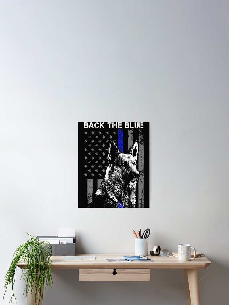Thin Blue Line Flag K-9 T-Shirt German Shepherd Rough Sketch Thin Blue Line Flag K-9 T-Shirt German Shepherd Rough Sketch